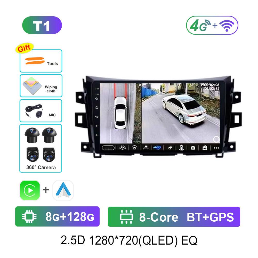 DSP Стерео Автомагнитола Мультимедийный плеер для Nissan NAVARA Frontier NP300 2015 - 2024 Navi GPS HD Экран WiFi Android 14 Bluetooh