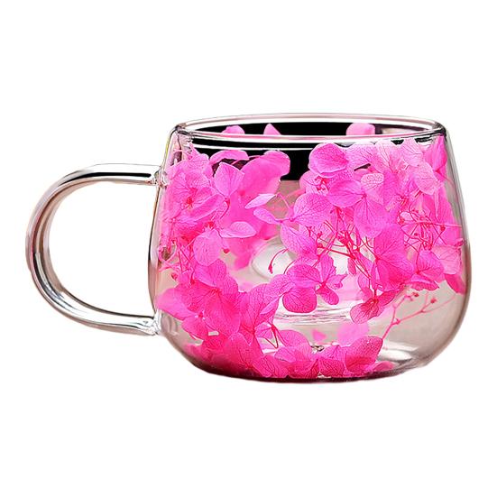 Двухстенное стекло из боросиликата, изолированные чашки, набор из 4 высоких кофейных кружек с красочным лепестком