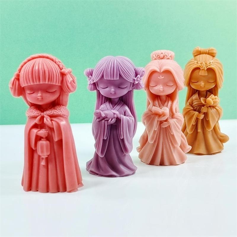 3D Милая Принцесса Силиконовая Форма для Свечей DIY Девочка с Закрытыми Глазами Ароматерапия Гипс Кристалл Смола Форма для Заливки Домашние Поделки Подарки