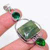 Natural Nephrite, Diopside 925 Sterling Silver Jewelry Pendant 2.96" B0F06
