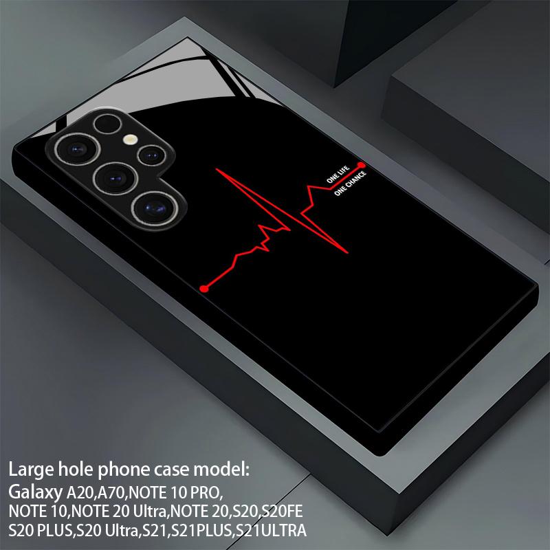 Чехол для телефона 2D с мотивом сердцебиения для Samsung S26 S25 S24 S23 S22 S21 S20 A55 A54 A53 Защитная крышка из закаленного стекла