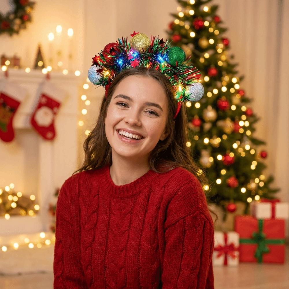 Plastic Christmas Hair Hoop Funny Glitter Ornament Headband Xmas Party Headband Family Gathering