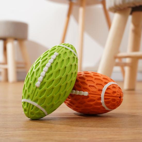 Dog Teething Ball Chew Toy Squeaky Indestructible Puppy Teeth Cleaning Toy Pet Dental Health Interactive Boredom Toy for Large Breed Dogs