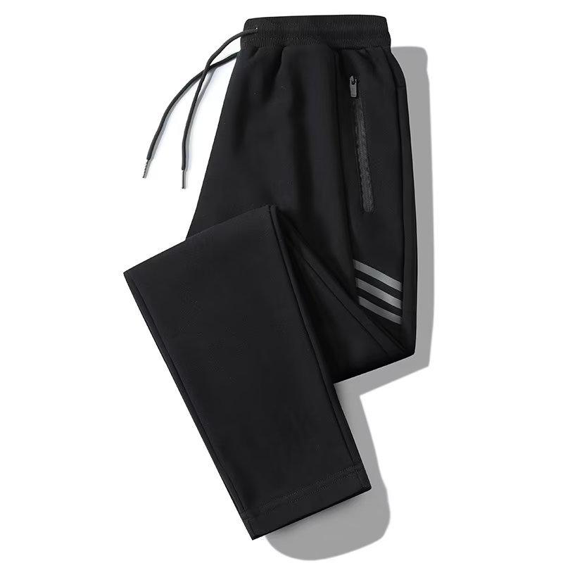 Мужские зимние спортивные брюки с бархатной подкладкой, свободный крой, прямые штанины, модные и большого размера