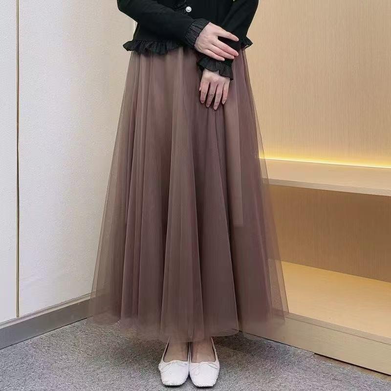 Women's 720° High Waist Pleated A-line Skirt - Mid-length, Mesh, Versatile for Dance or Casual Wear