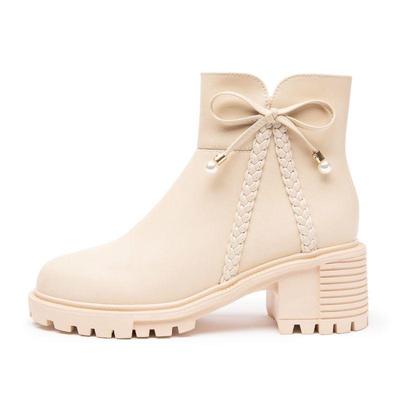 2025 Нежные феи Женские ботильоны на толстом каблуке - Универсальные ботинки Мартин для весны и осени