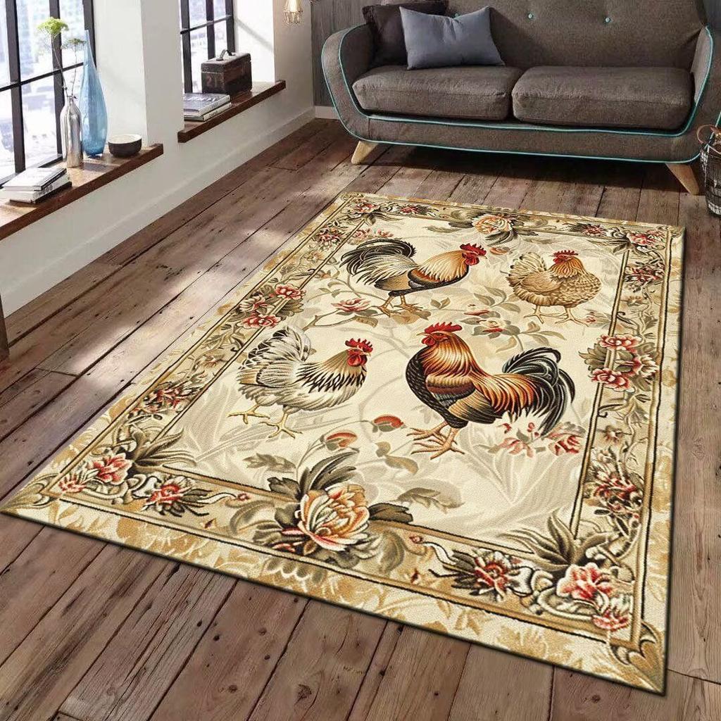 Украшение гостиной Большой ковер Винтажный ковер с принтом петуха Деревянный дом Диван Зимний теплый и Нескользящий коврик для ног