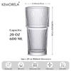  2/4PCS Ribbed Glass Tumbler 590ML Large Capacity Drinking Glasses for Family gathering Iced Coffee Juice and Cocktails