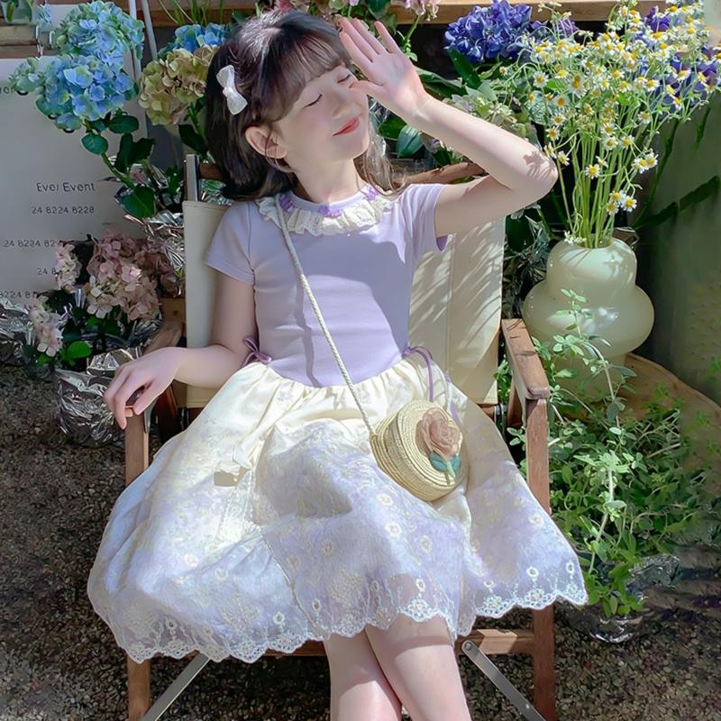 Girls' dress 2026 summer super western-style little girl, internet celebrity, middle-aged princess, chiffon dress, fluffy chiffon dress