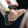 12Mm High Quality Natural Obsidian Tiger'S Eye Design Bracelet Bracelet