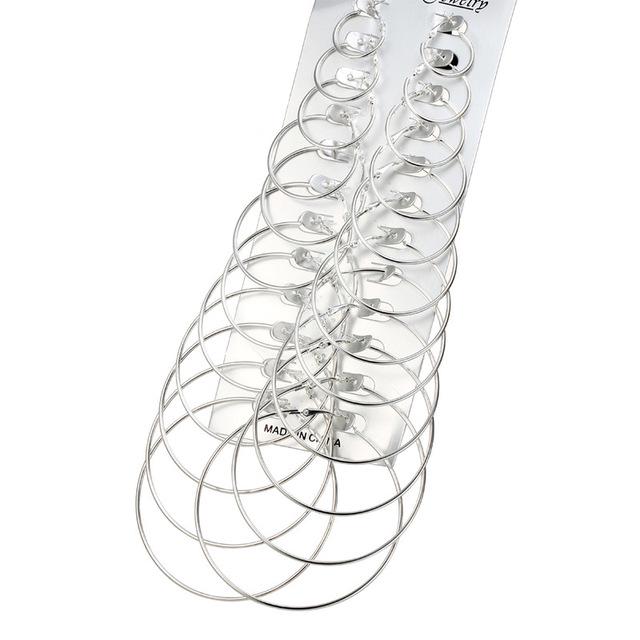 6Pairs/set Vintage Gold Big Circle Hoop Earrings Women Steampunk Clip