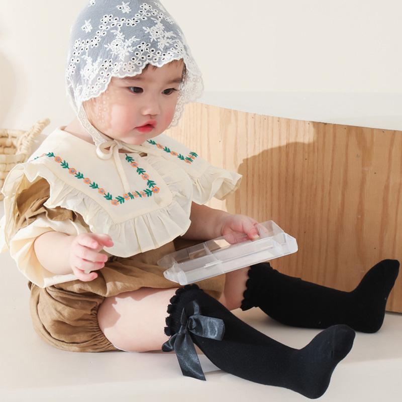 Big Bow Baby Long Stockings Princess Girls Knee High Socks 0-5Year Toddler Spring Autumn Leg Warmer Soft Cotton Newborn Footwear