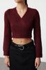 Women's Elegance Style Sweater Stone Crop Soft Textured Double Breasted Knitwear Sweater