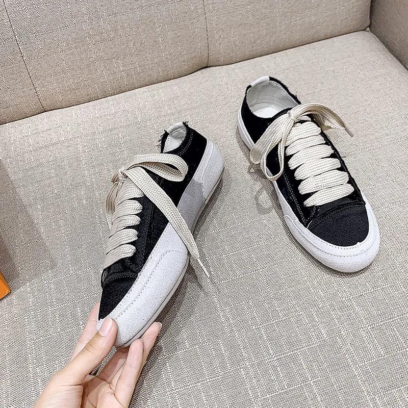 Мода 2025 Новые парусиновые туфли Женские вулканизированные туфли Студенческие однотонные кроссовки Женские балетки Повседневные дышащие для ходьбы Путешествия Теннис