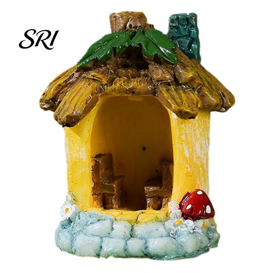 Desktop Miniature Scenes Micro Landscape Ornaments Resin Fairy Garden Accessories Small Wooden Tree House Models Houses for Plants Fish Tank Decor DIY
