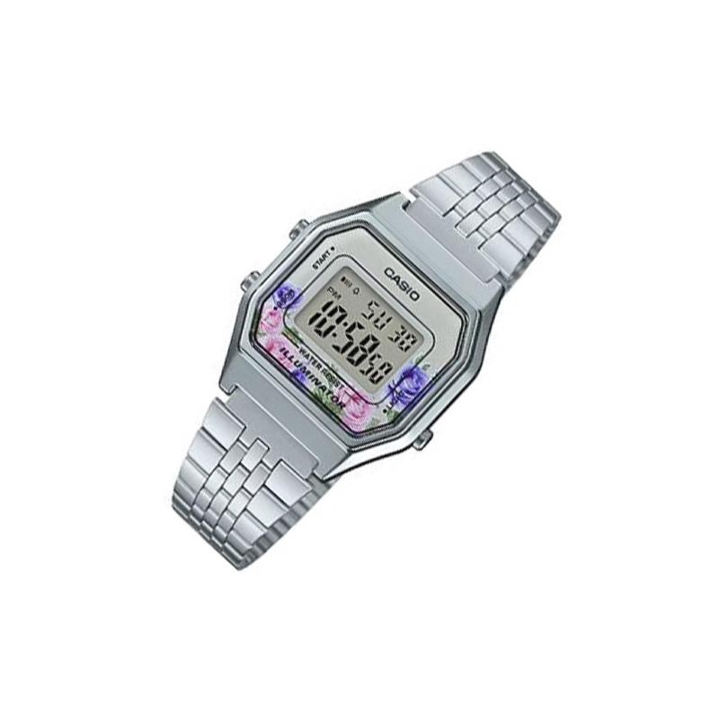 Casio Серия VINTAGE-L цифровой дисплей маленький квадратный часы розовый электронные водонепроницаемые кварцевый механизм стальной ремешок японские и LA680WA-2C
