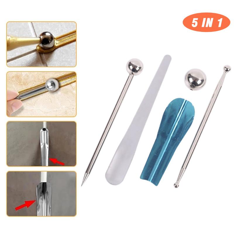 5 шт. Насадка для герметика, аппликатор, инструмент для отделки, шпатель, пластиковый совок для клея, плитка, кирпич, швы, набор для удаления силикона для затирки швов