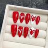 HANDMADE Artificial Nail Zodiac Sign - Aries Almond Hand Painted Red Phototherapy Nails Fake Nails Reusable and Removable Nails