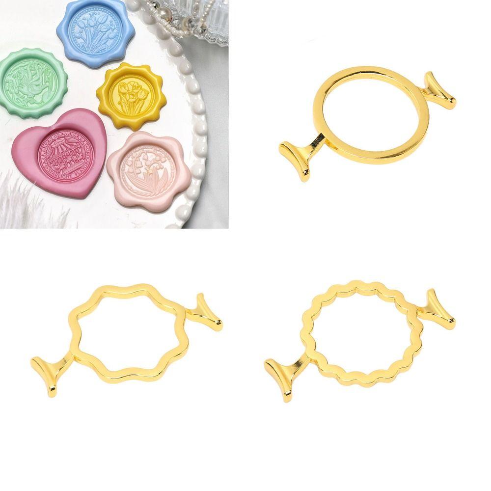 3Pcs 3 Shapes Wax Seal Stamp Rings Gold Wax Seal Stamp Mold Metal Wax Seal Molds Invitations