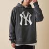 New Era FW24 MLB Нью-Йорк Янкис Худи с вышивкой на шнурке Винтажная стирка Худи унисекс Черный 14397935