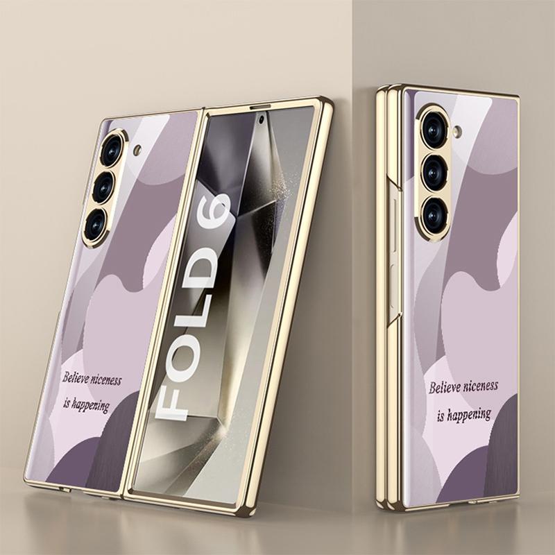 Новый чехол для телефона Samsung Galaxy Zfold6 5g, креативный чехол с HD-рисунком из закаленного стекла, легкий, роскошный, с точными отверстиями, защита от падений