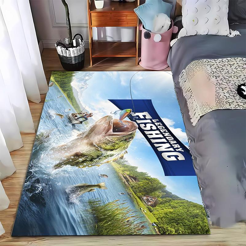 Legendary Fishing Scene Carpet Suitable for use as an anti-slip game mat for living room and bedroom sofas