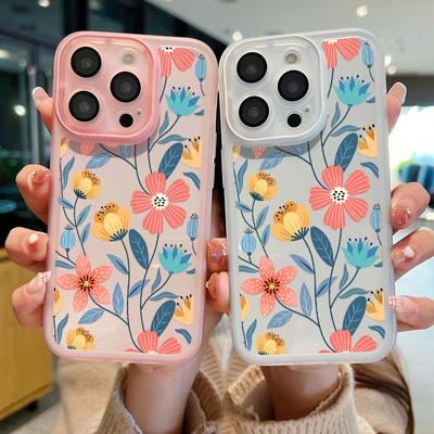 Мягкий силиконовый чехол для телефона с цветком для iPhone 16 Pro 15 Plus 14 13 12 Pro Max 11, защита объектива, противоударный бампер, задняя крышка