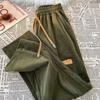 Women Spring and Autumn Retro Casual Corduroy Pants Printed High Waist Comfortable Straight Pants
