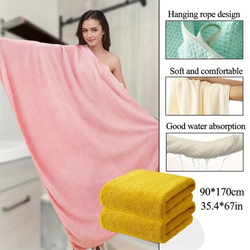 Large Size Bath Towels Set 90×170cm Pineapple Lattice Pattern Microfiber Material, Soft and Comfortable, Good Water Absorption