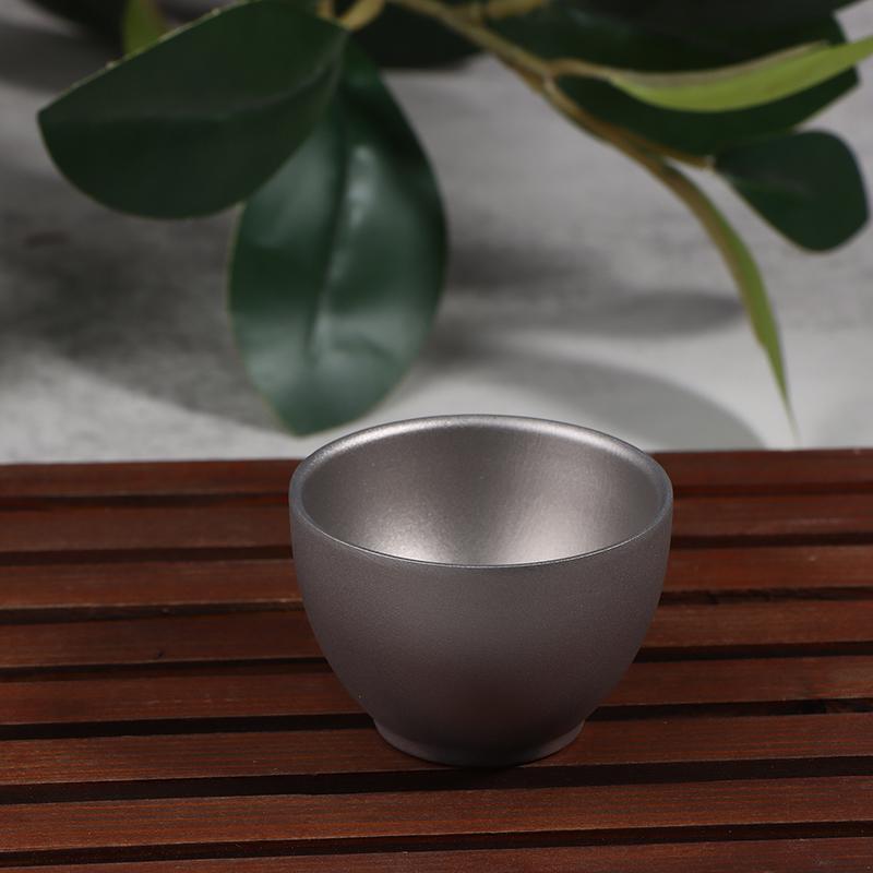1/4Pcs Pure Titanium Double-Layer Small Tea Cup Outdoor Portable Traveling Picnic Cookware Single-Person Tea Cup Hiking Tea Cups