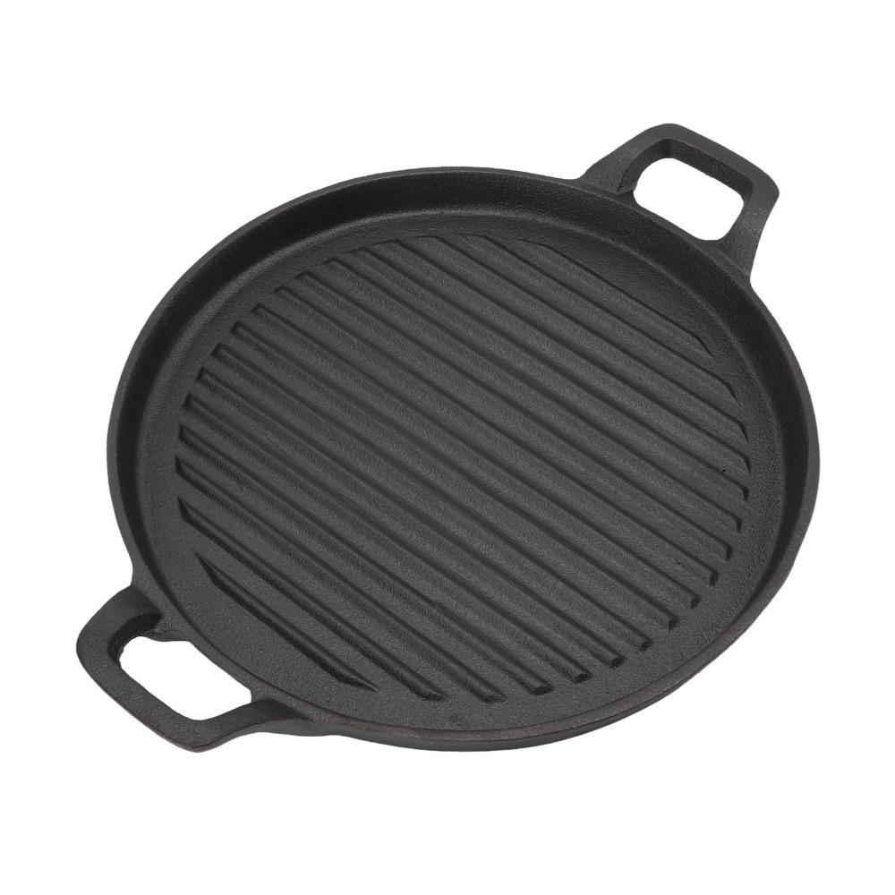 Ribbed Surface Grill Pan Round Flat Bottom Barbecue Pan Thickened Stovetop Griddle Barbecue Steak