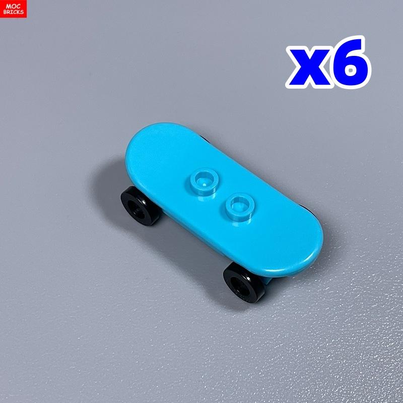 6 шт. Кубики MOC Игрок на скейтборде с колесами Парк Уличная сцена Строительные блоки 88422 42511 Пластиковый материал Детские игрушки Подарки