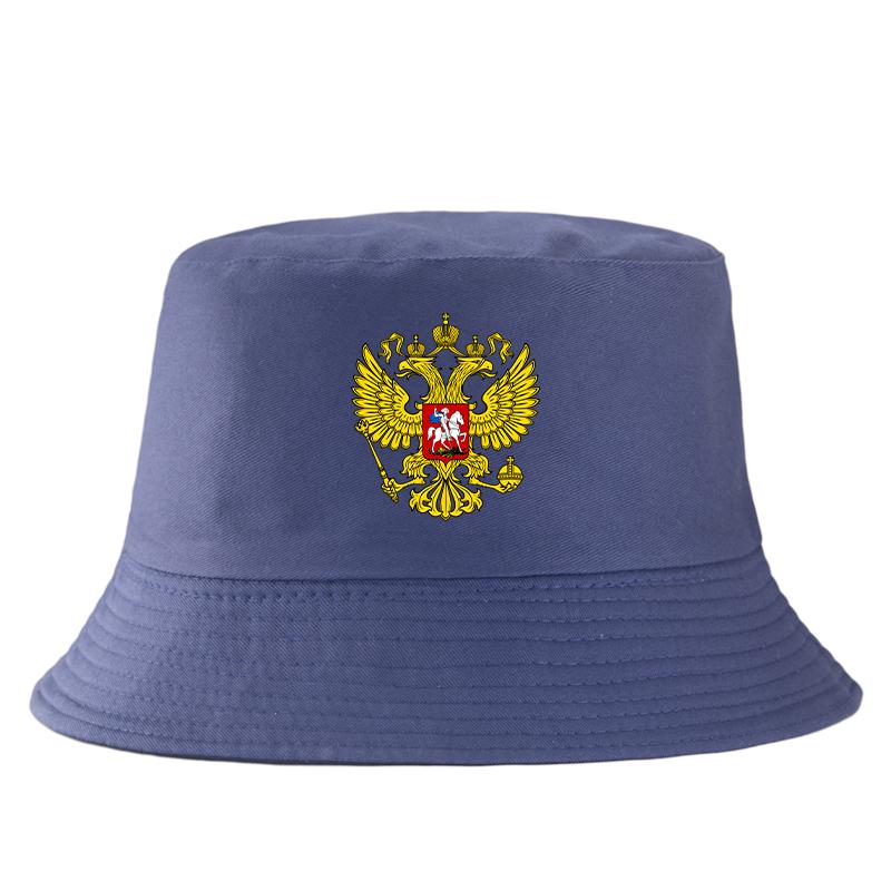 Russian State Emblem Bucket Hat Golden Double Headed Eagle Print FisherUnisex Cap Unisex Outdoor Casual Sun Hat Summer Cotton Hat
