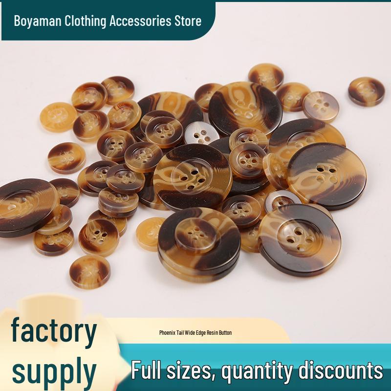 Пуговицы из смолы Феникс - Тонкие, с широким краем для рабочей одежды, рубашек, халатов и детской одежды. Универсальный для пальто.