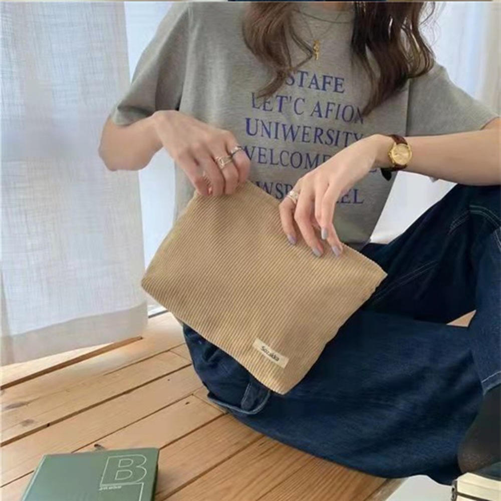 Новая вельветовая косметичка большой емкости, женский органайзер для туалетных принадлежностей, косметичка на молнии, кошелек, дорожный клатч для хранения косметики