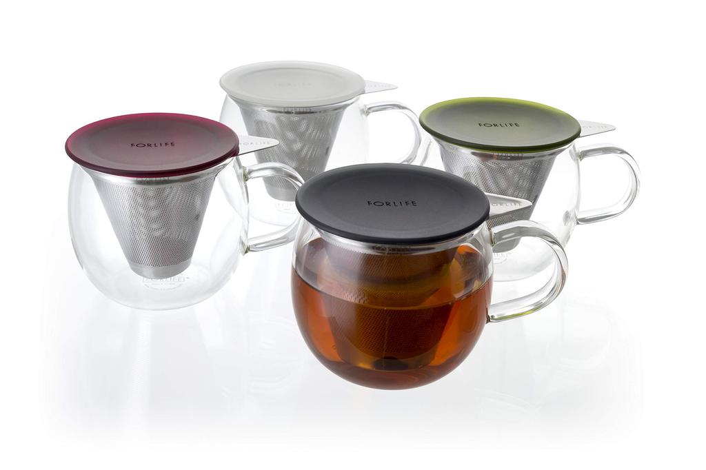 For Life Lucidity Glass 355ml Tea Strainer and Green 832 Brew-in Cup, (with Lid), Tea,