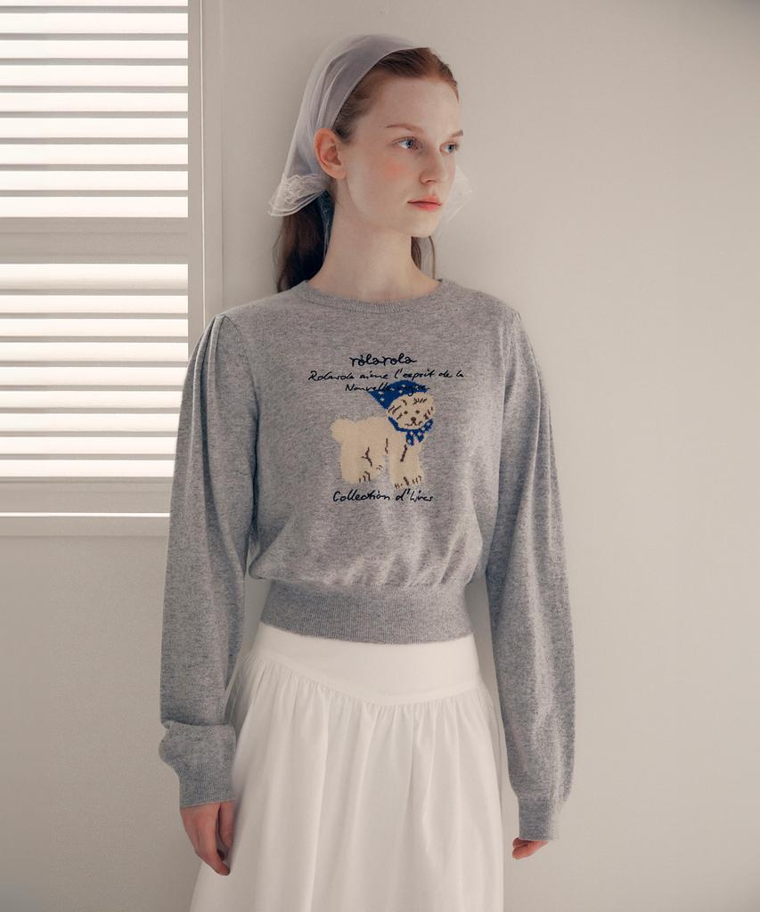 ROLAROLA Rola Puppy Puff Sleeve Knit Gray