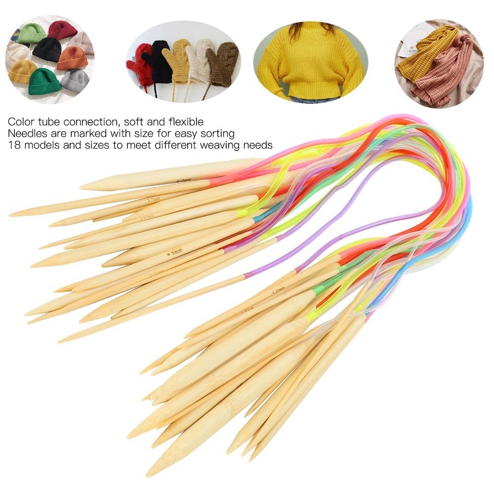 18pcs Wood Double Point Knitting Needles 2mm - 10mm Sizes Knitting Tool Set For Weave