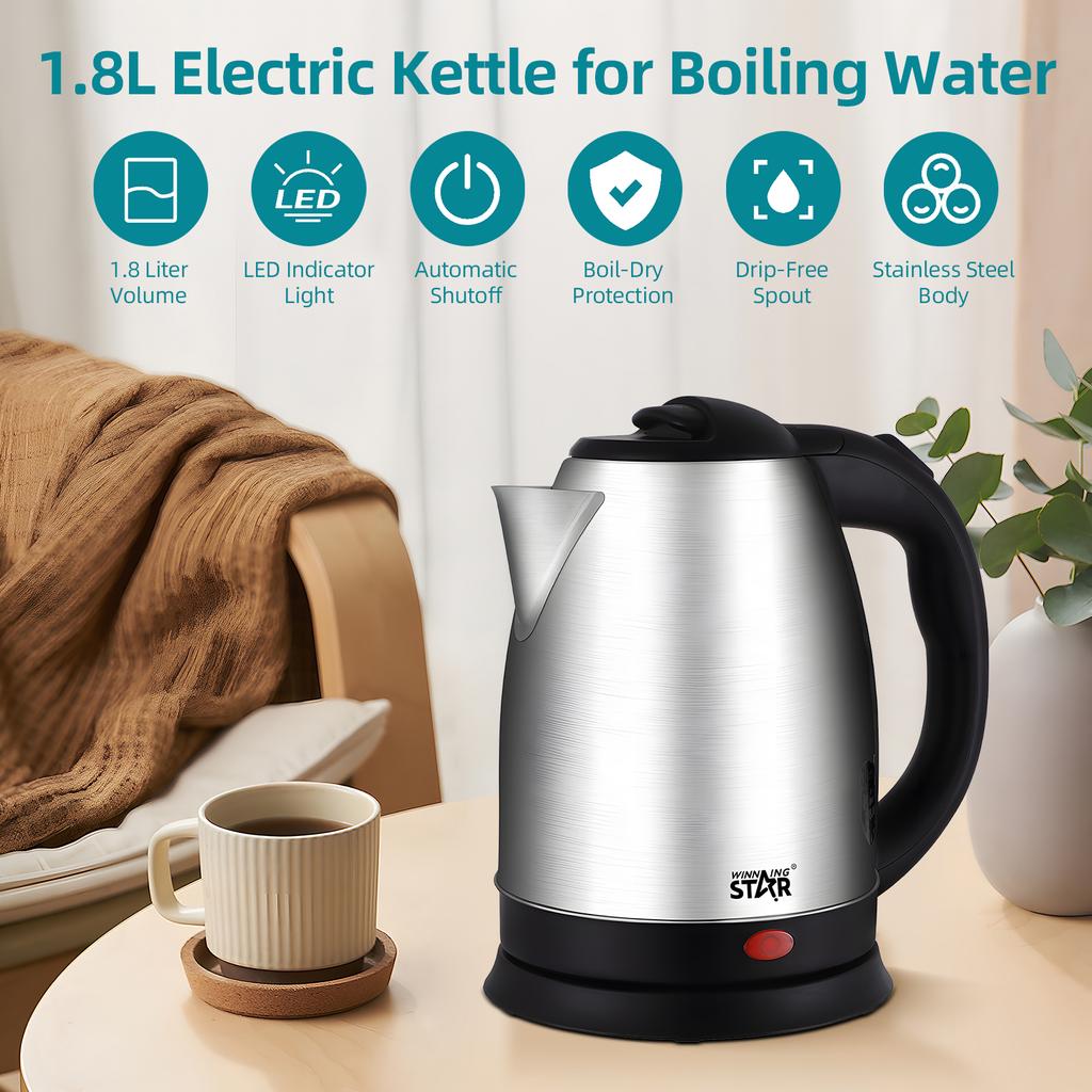 Электрический чайник WINNING STAR ST-6011 — электрический чайник с быстрым кипением, 1500 Вт, с автоматическим отключением и