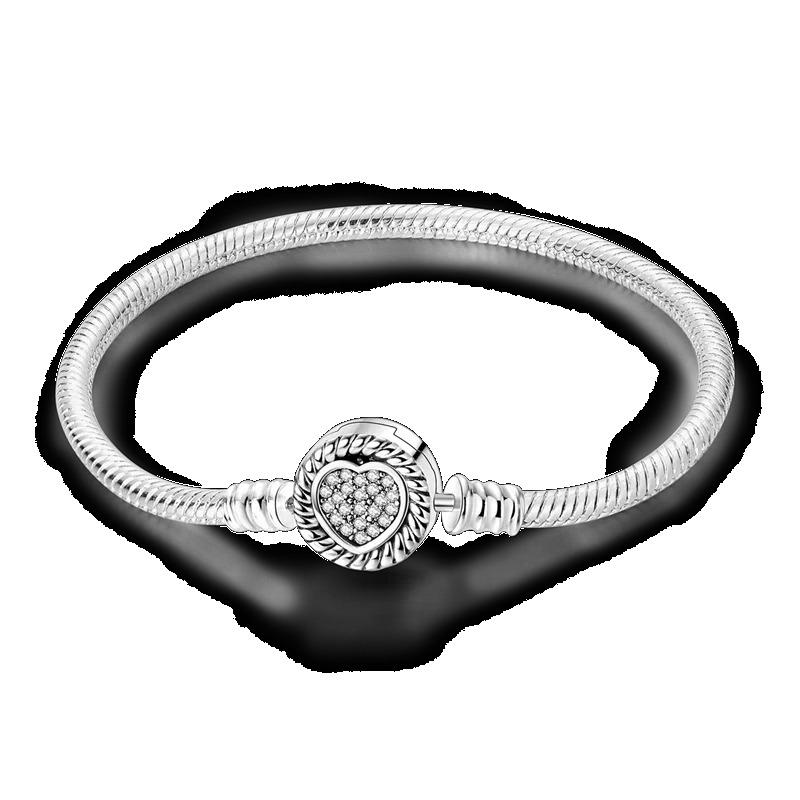 Браслет из стерлингового серебра 925 пробы Бабочка Цветок Клевер Зеленая Кошачья Лапка Любовь Циркон Ювелирные изделия Подарки для женщин 17-20 см