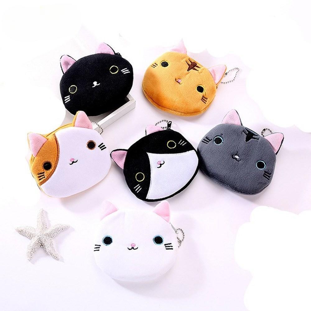 Кавайный Кот Кошелек для Денег Сумка Милый Девочка Кошелек для Монет Женский Мультяшный Прекрасный Детский Мешочек для Монет из Плюша Карман Подарок KTB