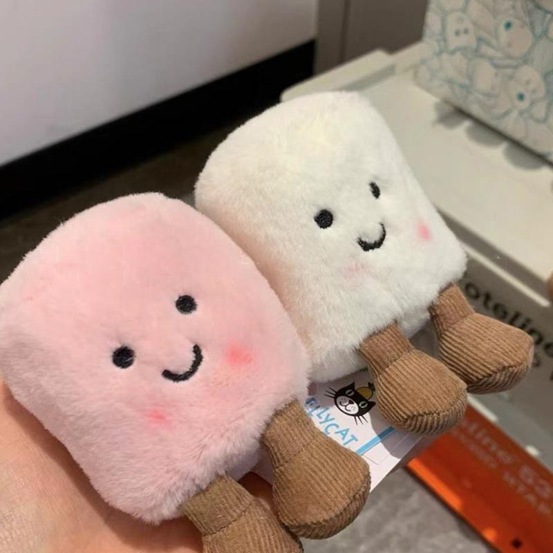 Брелок в виде забавного зефира в виде сладкой ваты, двухцветный, милый, мягкий, двухцветный, брелок в виде сумки, плюшевой куклы, подвески для автомобиля, праздничные подарки