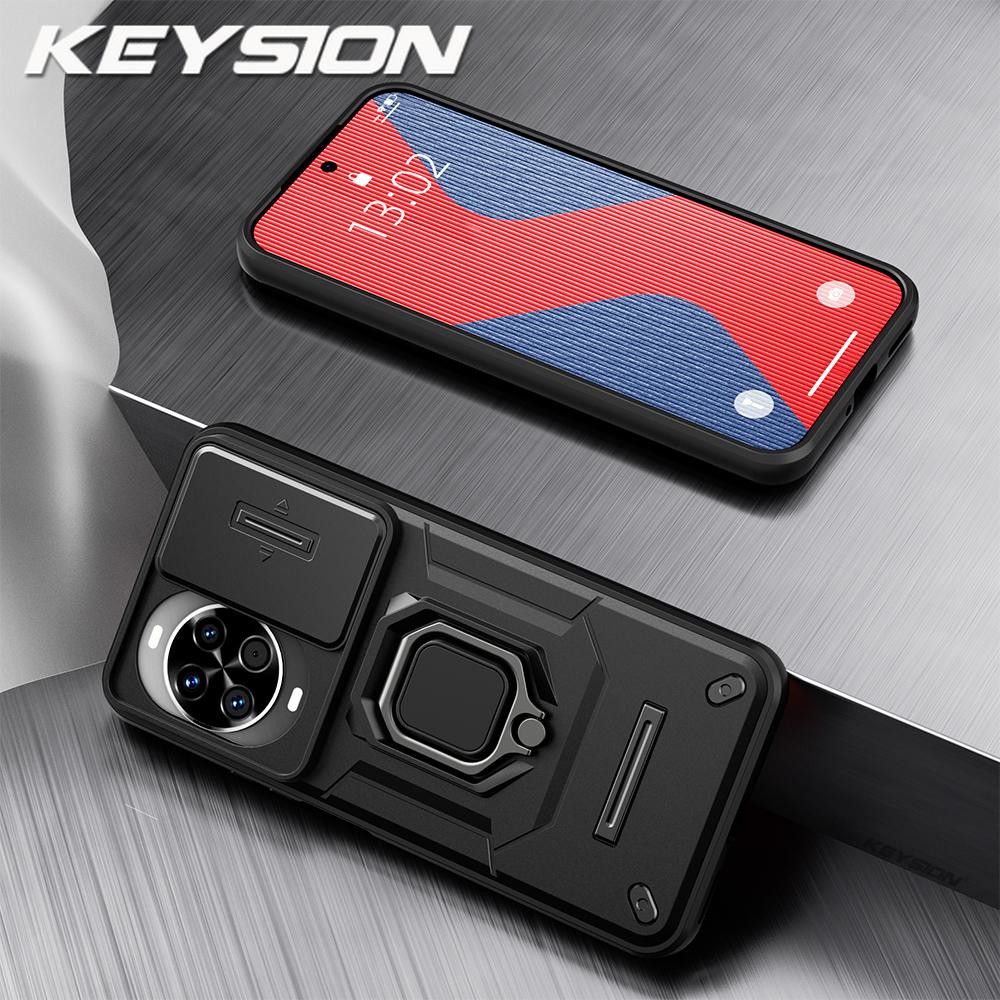 KEYSION Противоударный чехол для Huawei nova 14 14 Pro с выдвижной защитой камеры, металлической кольцевой подставкой, задняя крышка для телефона Huawei nova14Pro
