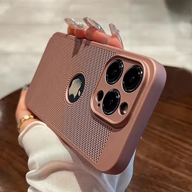 Роскошный чехол для телефона с теплоотводом для iPhone 11 12 13 14 15 Pro Max Plus X XS Max XR Hollow Ultra Thin Single Color Cover