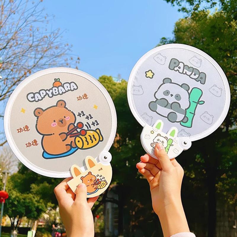 Портативный мультяшный складной веер Kawaii креативный складной веер прохладный летний ручной веер летающий диск карманный тканевый веер подарки для детей