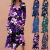 Women's Spring And Autumn Casual Fashion V-neck Long Sleeve Floral Printed Long Dresses