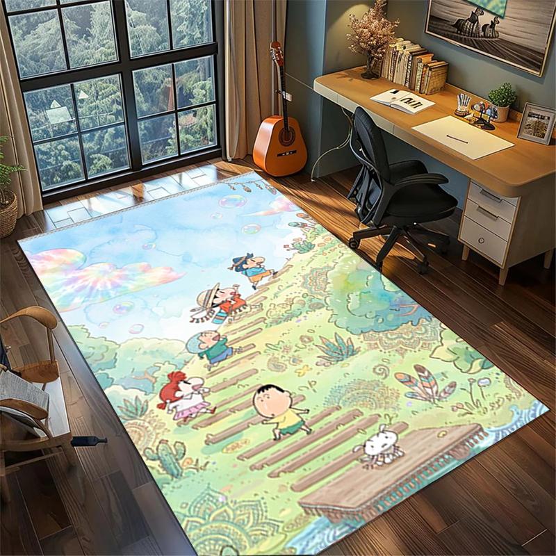 Crayon Shin-chan Floor Mat Non Slip Washable Large Area Rug Gamer Room Bedroom Decor