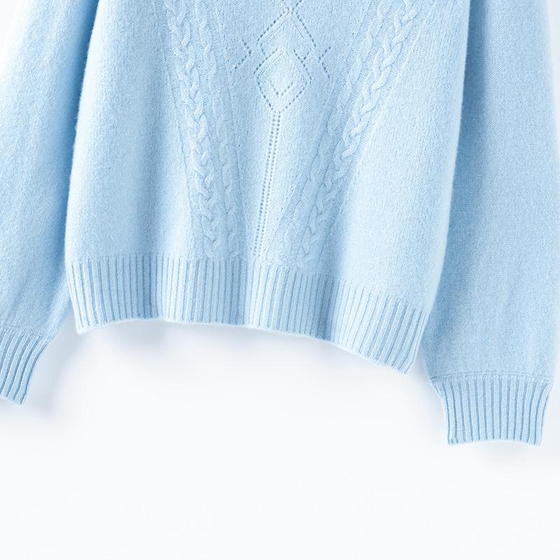 Женский кашемировый свитер Qinghe Cashmere 30% Кашемир 70% Шерсть Осенне-зимний кашемировый пуловер Мягкий и теплый