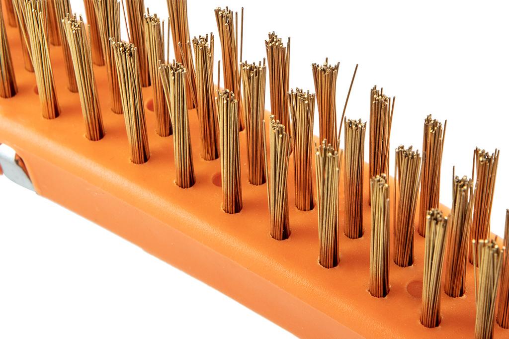 Wire brush, brass wire, 3x19 rows, with scraper