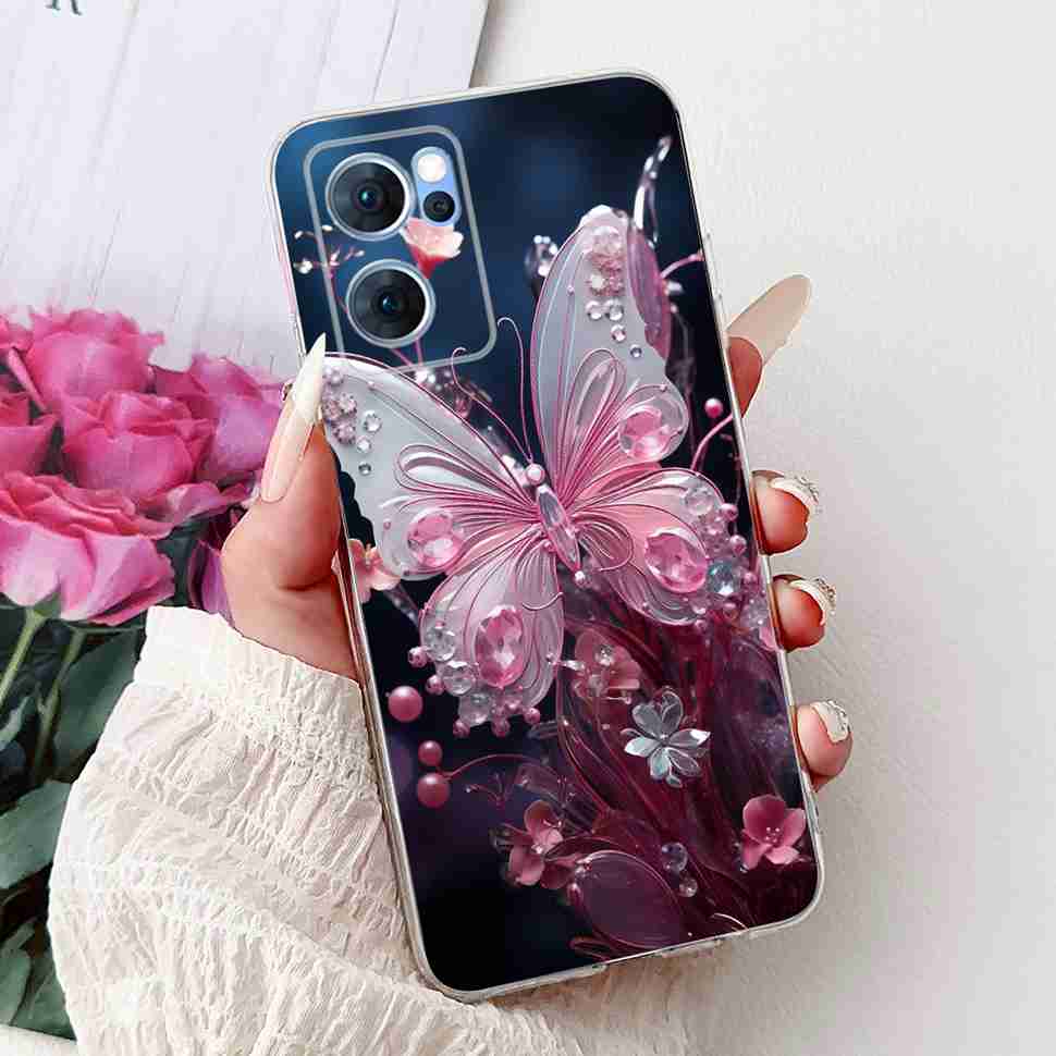 Чехол для Oppo Reno7 5G Милый Кот Цветок Расписная Крышка Мягкие Fundas Чехол для Телефона Для Oppo Find X5 FindX5 Lite Reno 7 5G Задняя Крышка